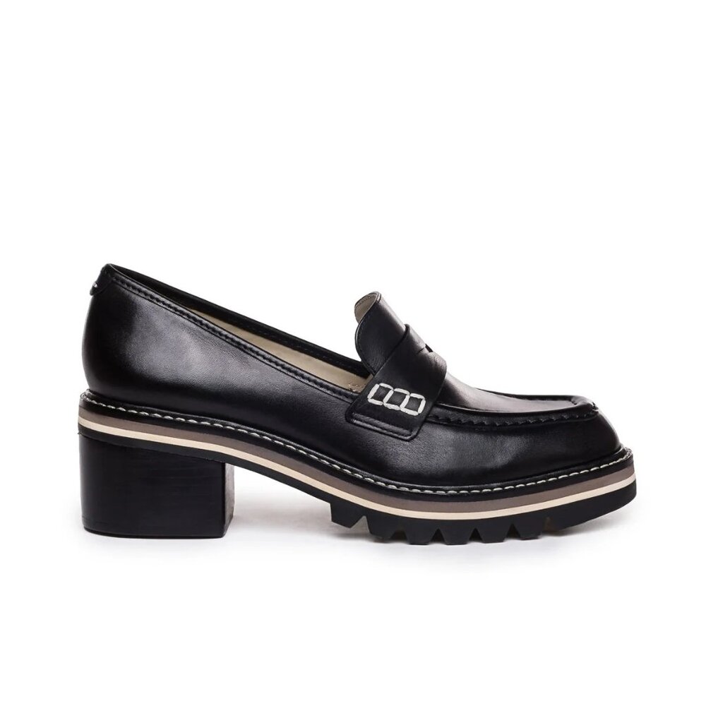 Bernardo Selma Black Leather Heeled Loafers